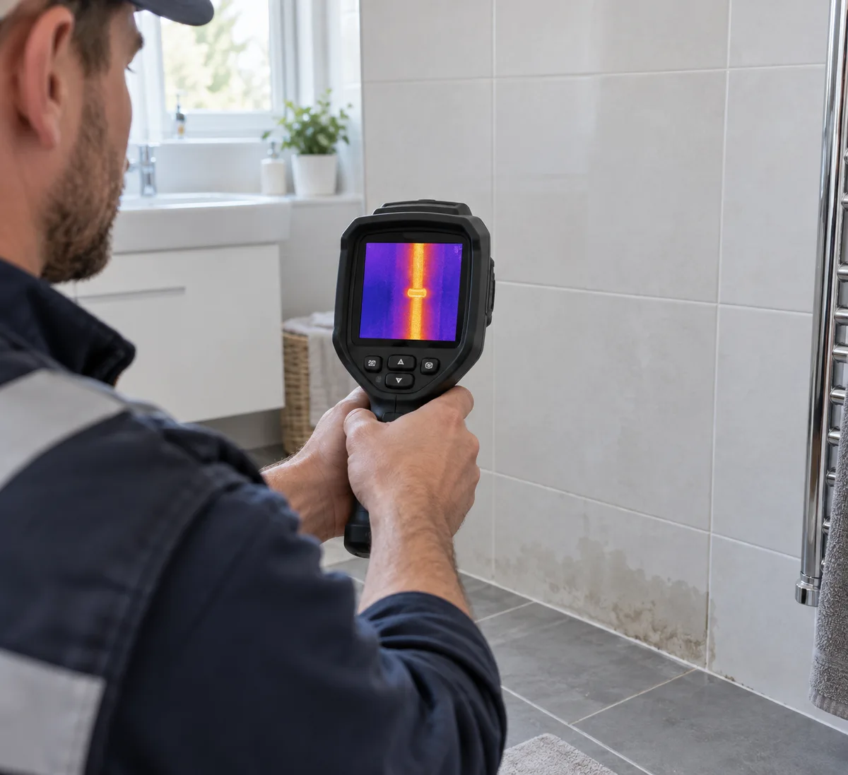 Localisation d’une fuite derrière un mur avec une caméra thermique